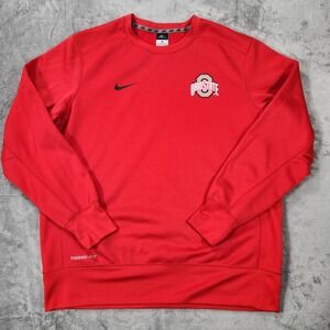 Ohio State Buckeyes Sweater Mens XL Red NCAA Basketball Therma Fit Nike Crewneck